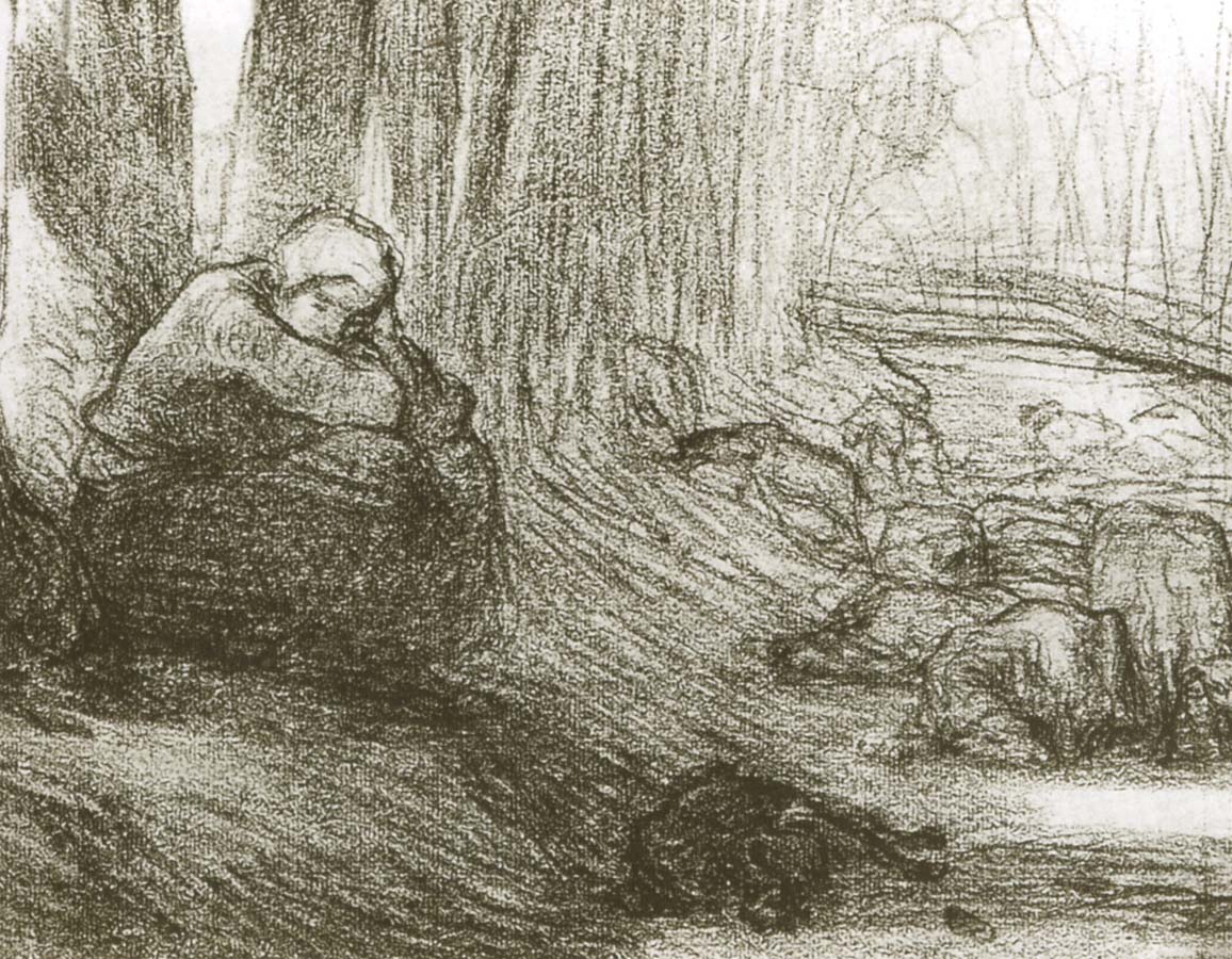 Jean Francois Millet Shepherdess sitting